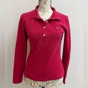 Lacoste Women's Red Button Down Shirt